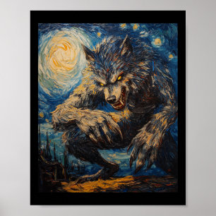 Werewolf Wolf Wolves - Van Gogh Style – Starry Nig Poster