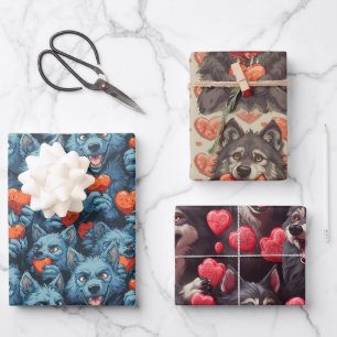 Werewolves and Candy Heats Valentine's Day Wrapping Paper Sheet