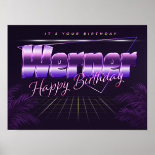 Werner Name Vorname lila retro Poster Geburtstag