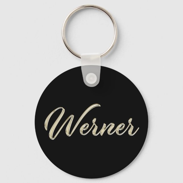 Werner Name whitegold Button Schlüsselanhänger Key Ring (Front)