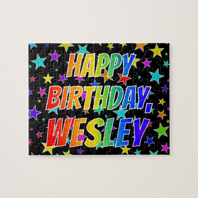 "WESLEY" First Name, Fun "HAPPY BIRTHDAY" Jigsaw Puzzle (Horizontal)