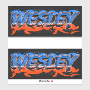 Wesley First Name Graffiti Sticker