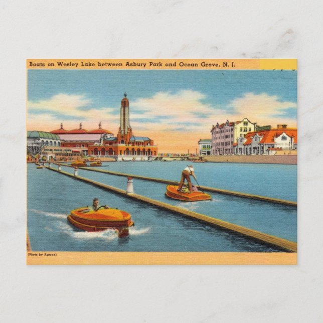 Wesley Lake, Asbury Park & Ocean Grove, N.J. Postcard (Front)