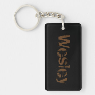 Wesley Name Distressed Keychain - Black/Brown