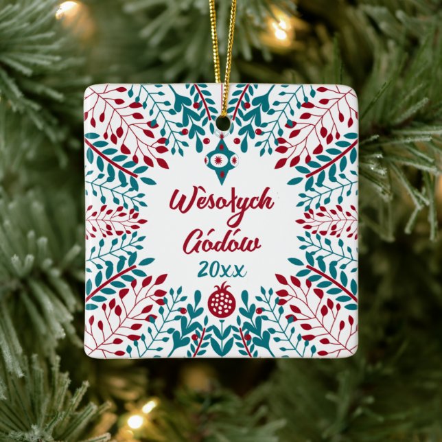Wèsołych Gódów Kashubian Merry Christmas Ceramic Ornament (Tree)