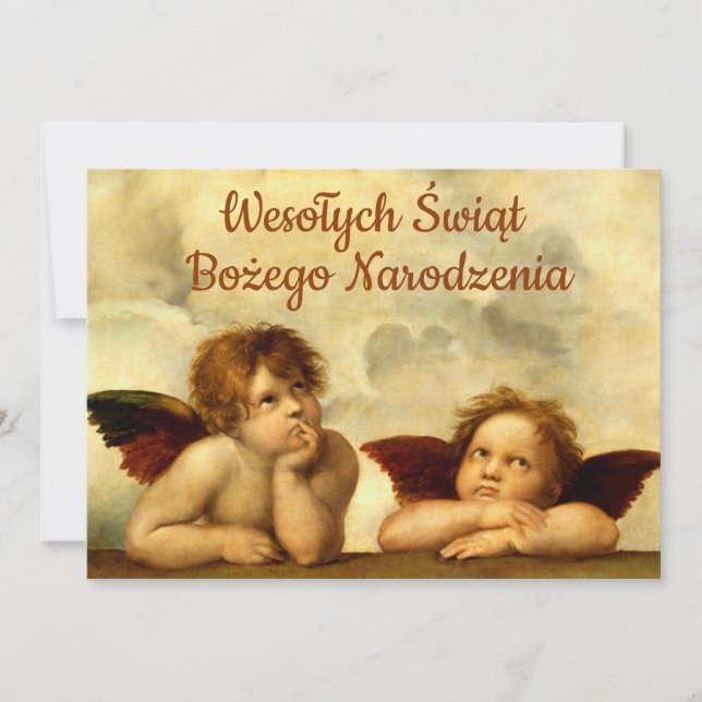 Wesołych świąt Christmas Holiday Card in Polish (Front)