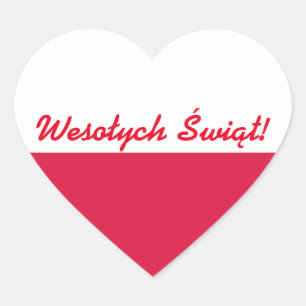 Wesołych Świąt Flaga - Merry Christmas in Polis Heart Sticker