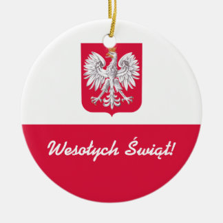 Wesołych Świąt Merry Christmas in Polish Ceramic Tree Decoration