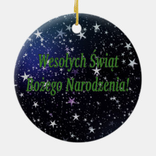 Wesołych Świąt ...! Merry Christmas in Polish g Ceramic Tree Decoration