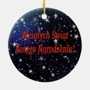 Wesołych Świąt ...! Merry Christmas in Polish r Ceramic Ornament