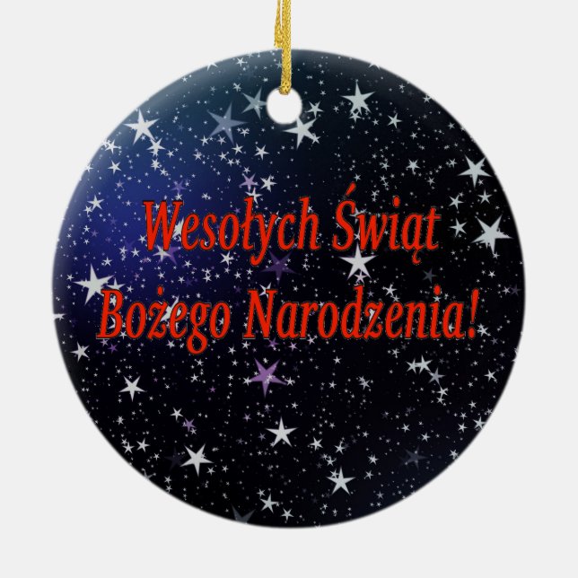 Wesołych Świąt ...! Merry Christmas in Polish rf Ceramic Ornament (Back)