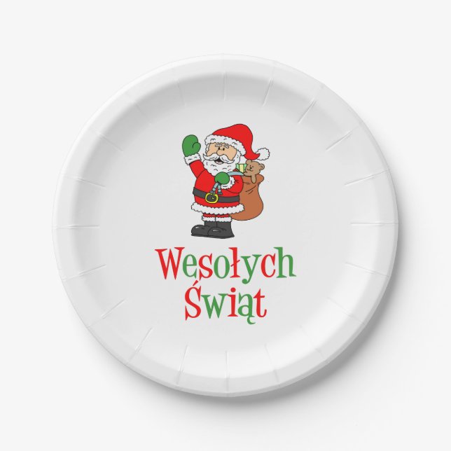 Wesolych Swiat Polish Christmas Paper Plates (Front)