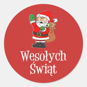 Wesolych Swiat Polish Christmas Santa Classic Round Sticker