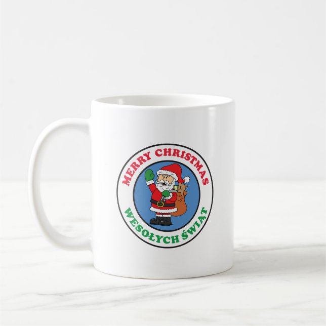 Wesolych Swiat Polish Christmas Santa Coffee Mug (Left)