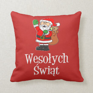 Wesolych Swiat Polish Christmas Santa Cushion