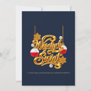 Wesołych Świąt Polish Gold Calligraphy Christmas Holiday Card
