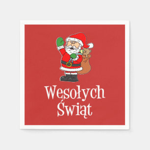 Wesolych Swiat Polish Merry Christmas Santa Napkin
