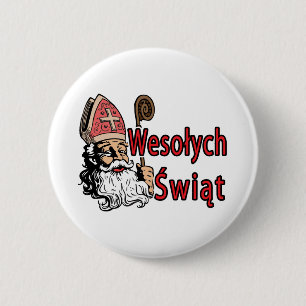 Wesolych Swiat St. Nicholas 6 Cm Round Badge
