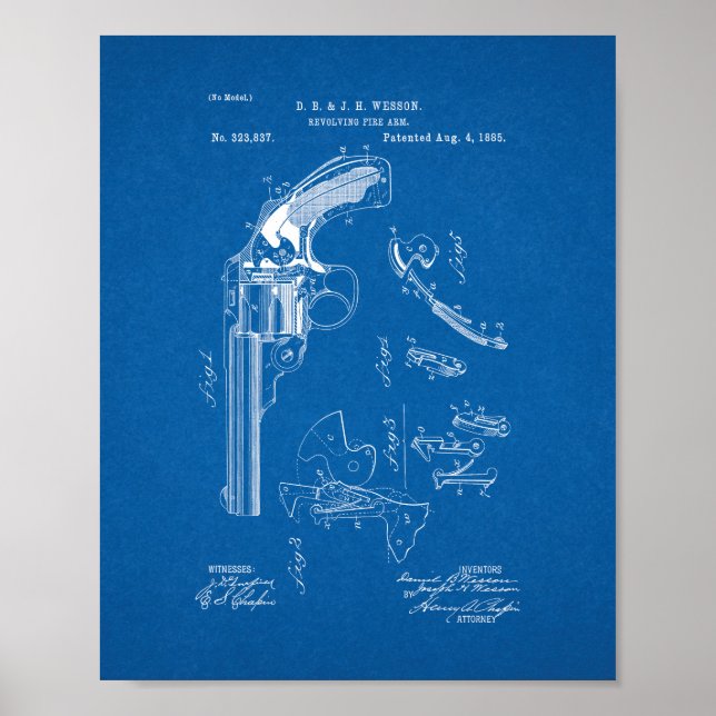 Wesson Revolving Fire Arm Patent - Blueprint Poster (Front)