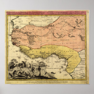 West Africa 1743 Antique Map Poster