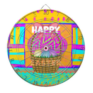 West African Inspired Easter Basket & Eggs Art  Dartboard
