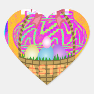 West African Inspired Easter Basket & Eggs Art  Heart Sticker