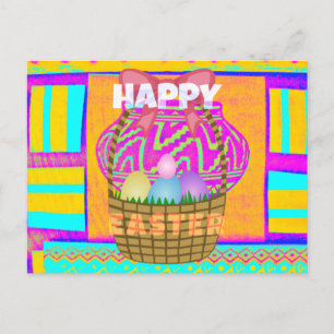 West African Inspired Easter Basket & Eggs Art Postcard