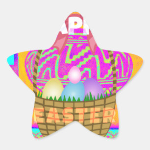 West African Inspired Easter Basket & Eggs Art  Star Sticker