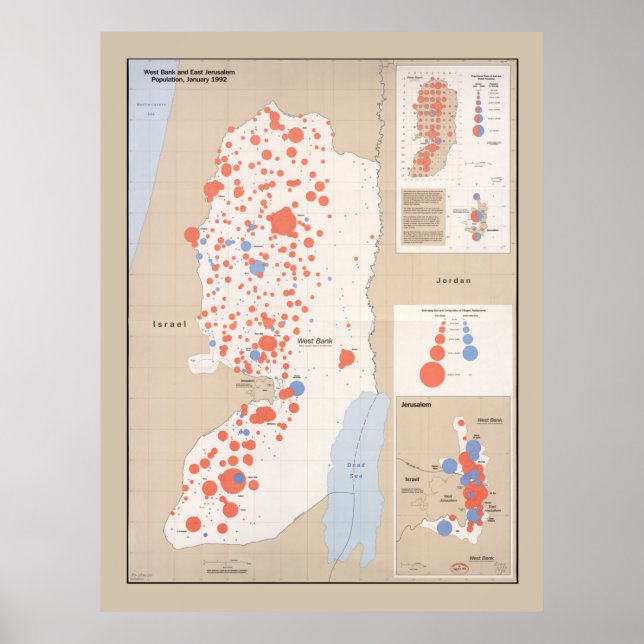 West Bank and East Jerusalem Map (1992) Poster (Front)