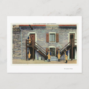 West Barracks, Ethan Allen Stairway Scene Postcard