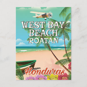 West Bay Beach, Roatán Honduras travel poster Postcard