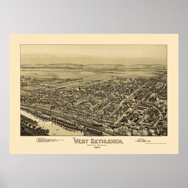 West Bethlehem, PA Panoramic Map - 1894 Poster (Front)