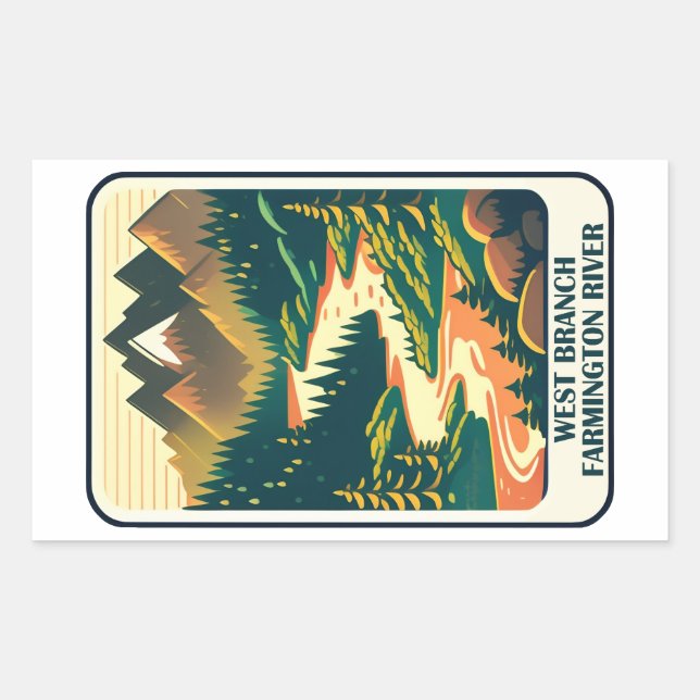 West Branch Farmington River Connecticut Colours Rectangular Sticker (Front)