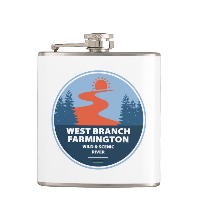West Branch Farmington Wild And Scenic River Hip Flask (Front)