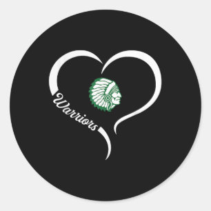 West Branch Warriors Logo Half Heart Slogan Hs  Classic Round Sticker