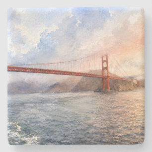 West Coast Aesthetic Golden Gate Bridge SF Gift Stone Coaster
