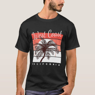 West Coast California Shaka Sunset Palm Tree Silho T-Shirt