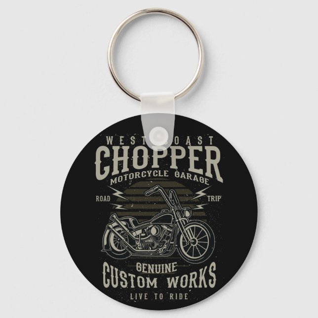 West Coast Chopper Motorcycle Garage Live to Ride Key Ring (Front)