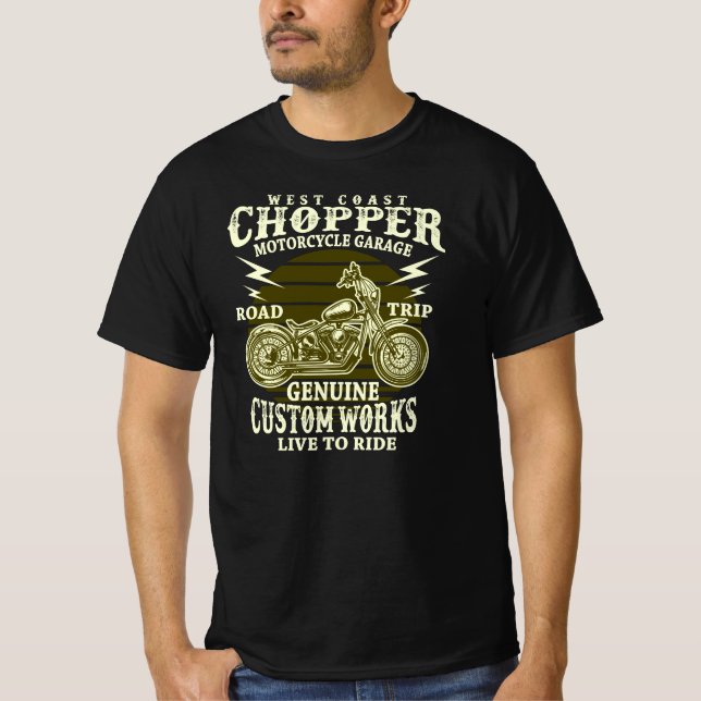 West coast chopper motorcycle garage road trip gen T-Shirt (Front)