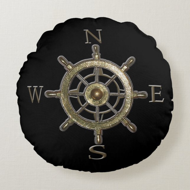 West Coast Compass Round Cushion (Front)
