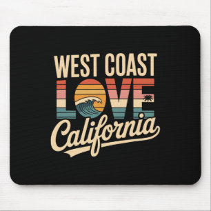 West Coast Love California Retro Surfing Ocean Sun Mouse Pad
