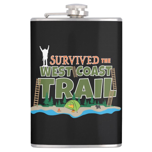 West Coast Trail, I Survived the West Coast Trail Hip Flask (Front)