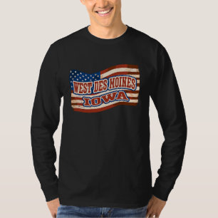 West Des Moines City Iowa Vintage American Flag T-Shirt