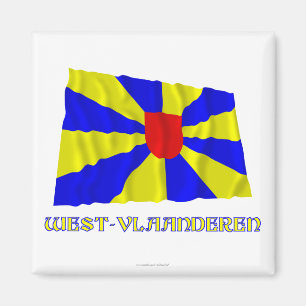 West Flanders Waving Flag with Name Magnet