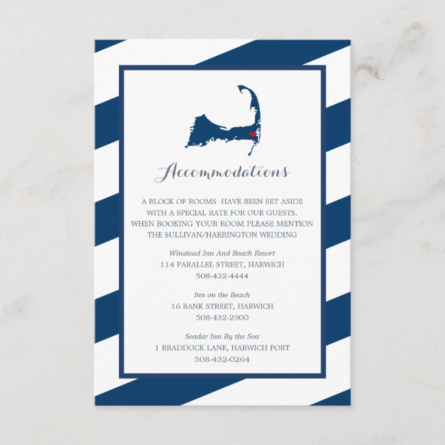 West Harwich Cape Cod Navy Blue | Accommodations Enclosure Card (Front)