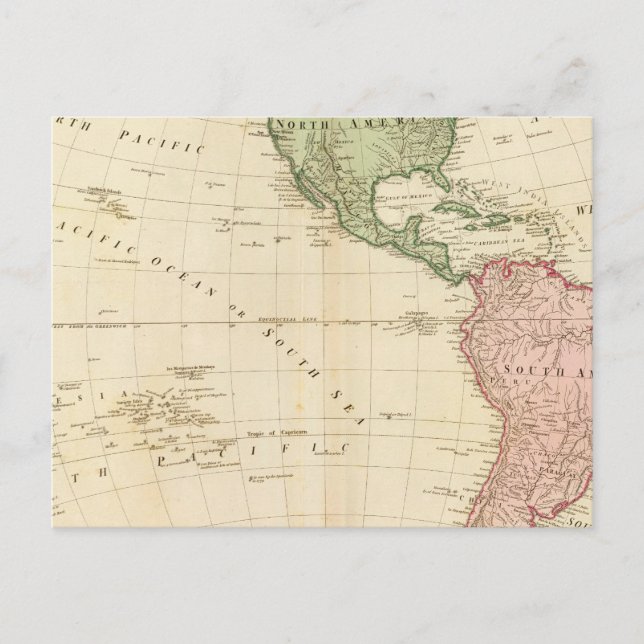 West Hemisphere map Postcard (Front)