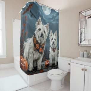 West Highland Halloween Spooky Shower Curtain