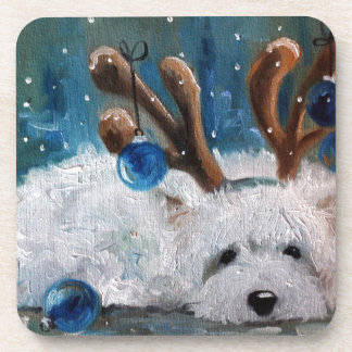 West Highland Terrier Blue Christmas Westie Dog Coaster