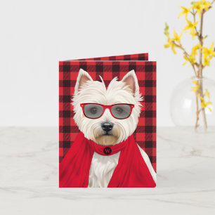 West Highland Terrier Buffalo Plaid Monogrammed Card