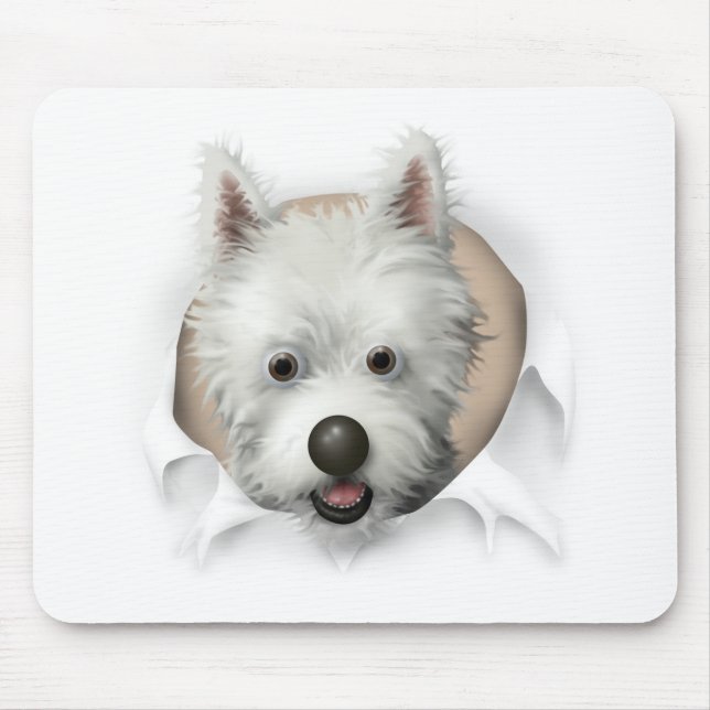 West Highland Terrier Busting Out Mouse Pad (Front)
